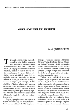Okul S&ouml;zl&uuml;kleri &Uuml;zerine