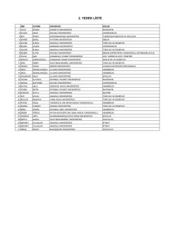 2. YEDEK LİSTE - İstanbul Ticaret &Uuml;niversitesi