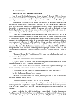 16. Mehmet Ko&ccedil;er Emekli Diyanet İşleri Başkanlığı başm&uuml;fettişi Eski