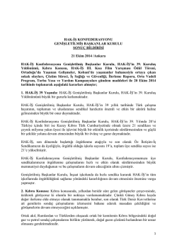 HAK-İŞ Konfederasyonu Genişletilmiş Başkanlar Kurulu Sonu&ccedil;