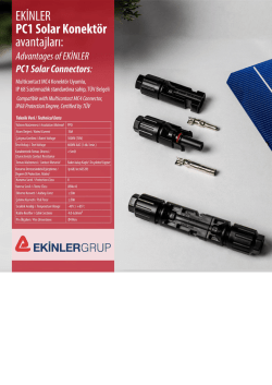 EKINLER _. 3 - PC1 Solar Konekt&ouml;r ` 1. avantajları: