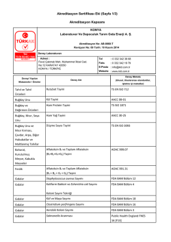 Akreditasyon Sertifikası Eki (Sayfa 1/3) Akreditasyon Kapsamı