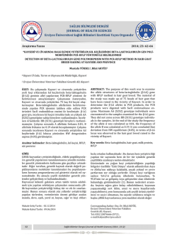 kayseri ve civarında halk elinde yetiştirilen kıl ke&ccedil;ilerinde &beta;