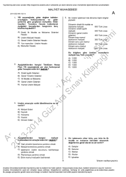 A&Ouml;F Maliyet Muhasebesi | 2014 Ara Sınav İNDİR