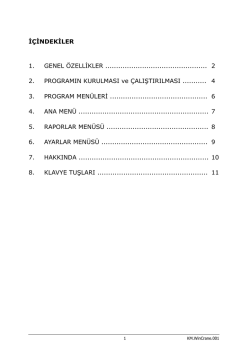 İ&Ccedil;İNDEKİLER 1. GENEL &Ouml;ZELLİKLER