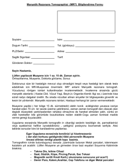 Manyetik Rezonans Tomographisi (MRT) Bilgilendirme Formu