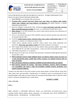 radyoloji anabilim dalı manyetik rezonans (mr) hasta onam formu