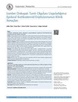 Lomber Diskopati Tanılı Olgulara Uyguladığımız Epidural