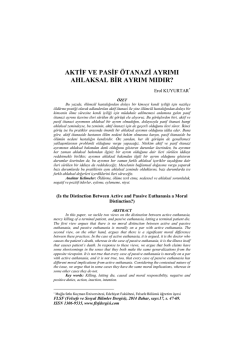 Aktif ve Pasif &Ouml;tanazi Ayrımı Ahlaksal Bir Ayrım mıdır