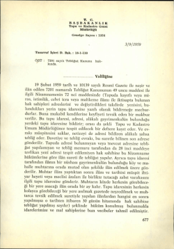 ilgili Nizamnamenin 72 nci maddesinde (Tapuda kayith veya mi