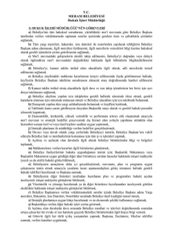 T.C. MERAM BELEDİYESİ Hukuk İşleri M&uuml;d&uuml;rl&uuml;ğ&uuml; 1) HUKUK
