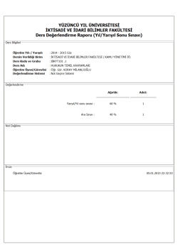 Y&Uuml;Z&Uuml;NC&Uuml; YIL &Uuml;NİVERSİTESİ İKTİSADİ VE İDARİ BİLİMLER