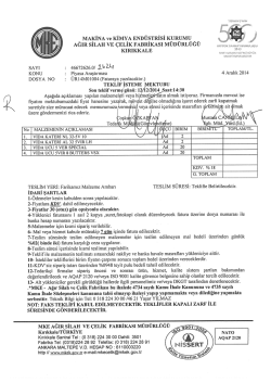 Teklif İsteme Mektubu Ve Teknik &Ouml;zellikler rsmb 14-1004