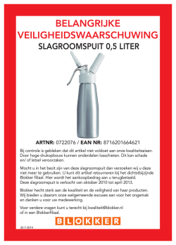 BELANGRIJKE VEILIGHEIDSWAARSCHUWING