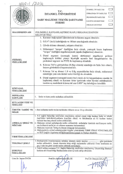 sARF MALZEME TEKNİK şARTNAME FORMU