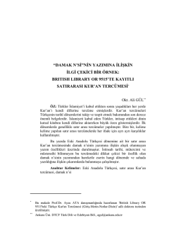 nin yazımına ilişkin ilgi &ccedil;ekici bir &ouml;rnek