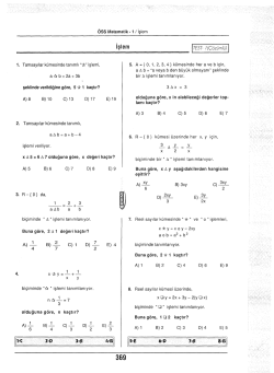 İşlem Mod&uuml;ler Aritmetik Cevab Anahtarlı Test Soruları 1 indir &ccedil;&ouml;z