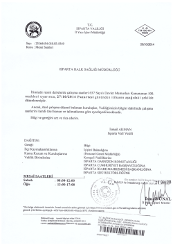 T.C. ISPARTA vALILIĞI ll Yazı İşleri M&uuml;d&uuml;rl&uuml;ğ&uuml;