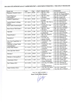 2014-2015 GÜz DÖNEMİ sANAT TARİHİ BÖLÜMÜ 1. sINIF İKİNCİ