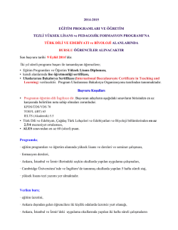 2014-2015 EĞİTİM PROGRAMLARI VE &Ouml;ĞRETİM TEZLİ Y&Uuml;KSEK