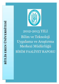 BİRİM FAALİYET RAPORU - Bitlis Eren &Uuml;niversitesi