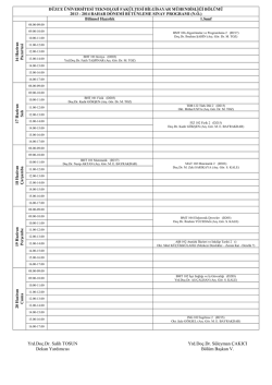 2013 / 2014 bahar d&ouml;nemi b&uuml;t&uuml;nleme programı..