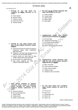 AÖF İktisada Giriş | 2014 Ara Sınav İNDİR