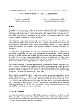 SUDA ARSENİK: KİMYASI VE UZAKLAŞTIRILMASI Ar. G&ouml;r. Dr