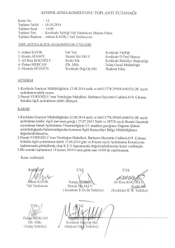 Kırıkkale Valiliği Komisyon Kararları (Ekim 2014)