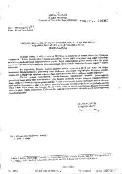 EK:1 Adana İl Sağlık M&uuml;d&uuml;rl&uuml;ğ&uuml;nden gelen yazı