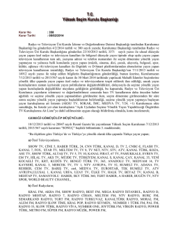 2014/358 - Y&uuml;ksek Se&ccedil;im Kurulu Başkanlığı