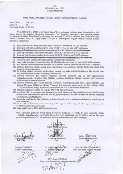 2014 Yılı Ambulans &Uuml;cret Tespit Komisyon Kararı