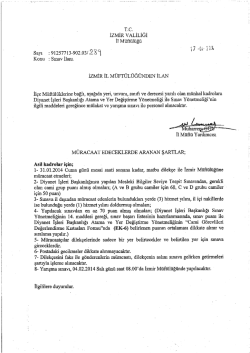 2014 Yılı Şubat Ayı M&uuml;nhal Kadro Sınav İlanı