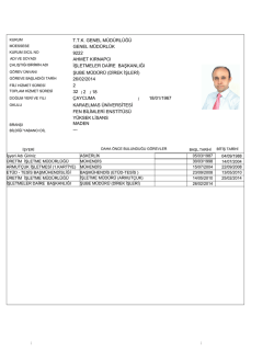 : : GENEL MÜDÜRLÜK ŞUBE MÜDÜRÜ (DİREK İŞLERİ) AHMET