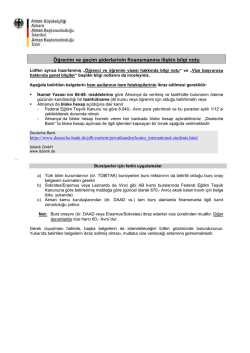 &Ouml;ğrenim ve ge&ccedil;im giderlerinin finansmanına ilişkin bilgi notu
