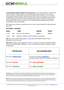 ECB Faiz oranı Euro &uuml;zerindeki etkisi