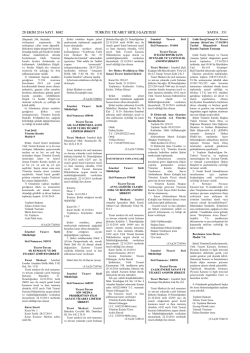 28 EKllVI 2014 SAYI 1 8682 T&Uuml;RKİYE TİCARET SICILI