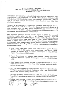 Genel Kurul Toplantı Tutanağı Dosyasını İndirmek İ&ccedil;in