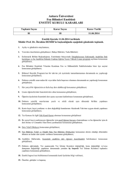 11.04.2014 tarih ve 81 sayılı Ankara &Uuml;niversitesi Fen Bilimleri