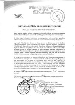 mevlana değişim programı protokol&uuml;