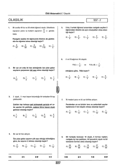 Perm&uuml;tasyon Olasılık Cevap Anahtarlı Test Soruları 5 indir &ccedil;&ouml;z