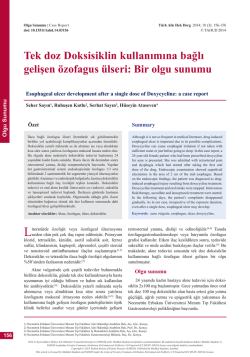 Tek doz Doksisiklin kullanımına bağlı gelişen &ouml;zofagus &uuml;lseri: Bir
