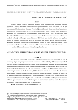 PRİMİPAR KADINLARIN EPİZYOTOMİ BAKIMINA İLİŞKİN