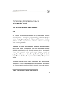 &uuml;niversite eğitiminde matematik d&uuml;ş&uuml;ncenin &ouml;nemi