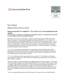 Hanwha SolarOne PV mod&uuml;l&uuml; PV+ Test 2.0 i&ccedil;in "İyi