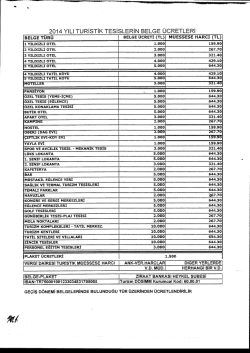 2014 Yılı Turistik Tesislerin Belge ve Plaket &uuml;cretleri.(PDF)
