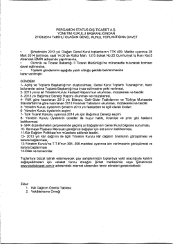 2013 Yılı Genel Kurul Toplantı Daveti - Pergamon