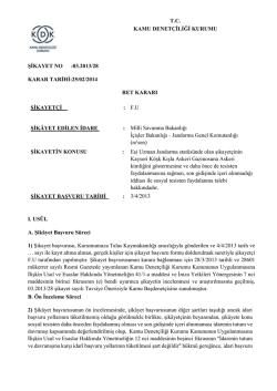 T.C. KAMU DENET&Ccedil;İLİĞİ KURUMU ŞİKAYET NO :03.2013/28