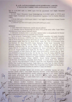İL ACİL sAĞLıK KOORDİNASYON KOMİSYONU (ASKOM) 27