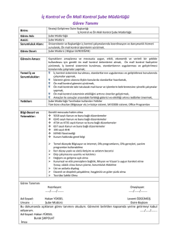 İ&ccedil; Kontrol ve &Ouml;n Mali Kontrol Şube M&uuml;d&uuml;rl&uuml;ğ&uuml; G&ouml;rev Tanımı